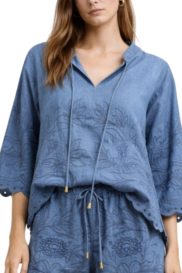 The Kiki Tencel Embroidery Blouse - pookie and sebastian