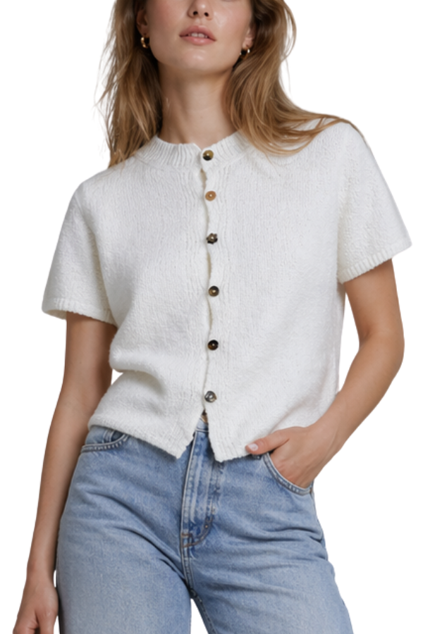 The Emily Button Detailed Short Sleeve Top - pookie and sebastian