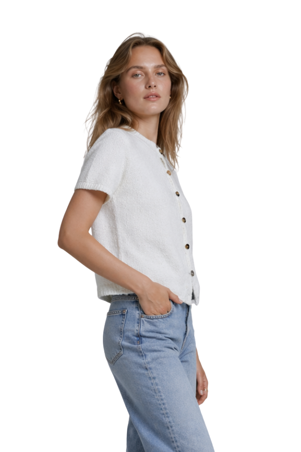 The Emily Button Detailed Short Sleeve Top - pookie and sebastian