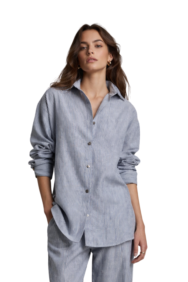 The Azure Striped Linen Top - pookie and sebastian