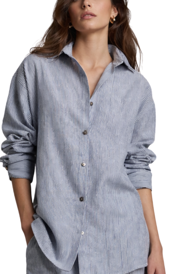 The Azure Striped Linen Top - pookie and sebastian