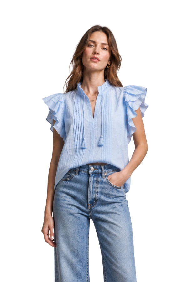 The Avory Cotton Ruffle Sleeve Top