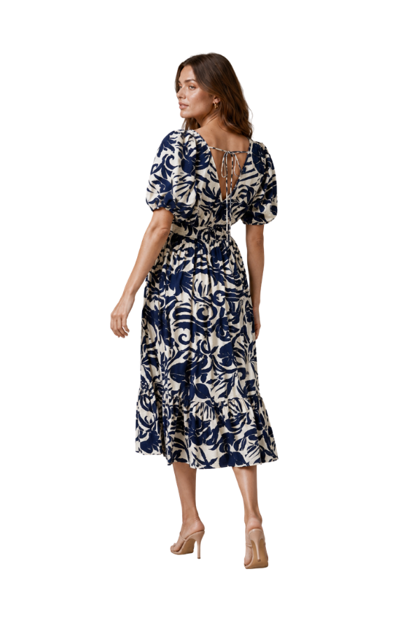 The Everly Shoulder Shirring Midi Dress - pookie and sebastian