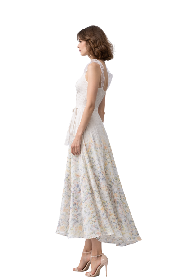 The Ramona Button Down Lace Trim Midi Dress - pookie and sebastian