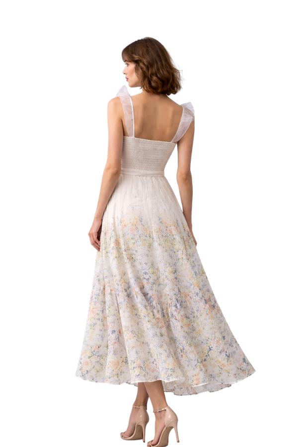 The Ramona Button Down Lace Trim Midi Dress - pookie and sebastian