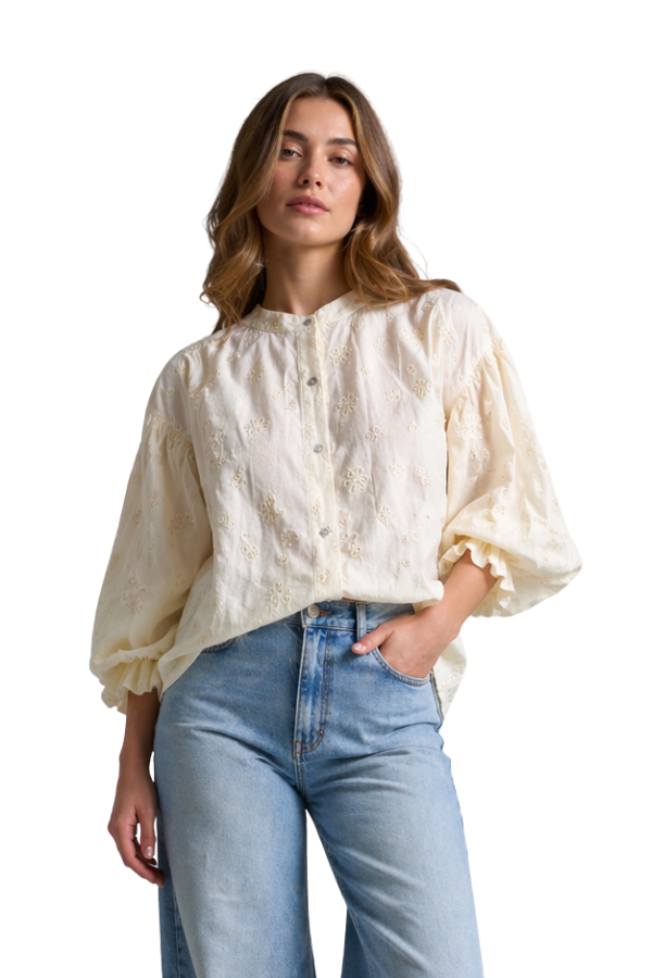The Fiona Embroidered Bubble Blouse - pookie and sebastian