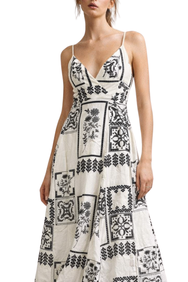 The Cleo Embroidered Long Dress - pookie and sebastian