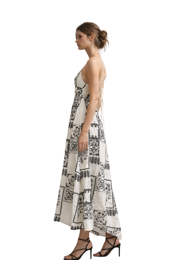 The Cleo Embroidered Long Dress - pookie and sebastian