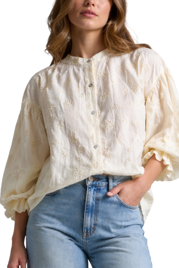 The Fiona Embroidered Bubble Blouse - pookie and sebastian