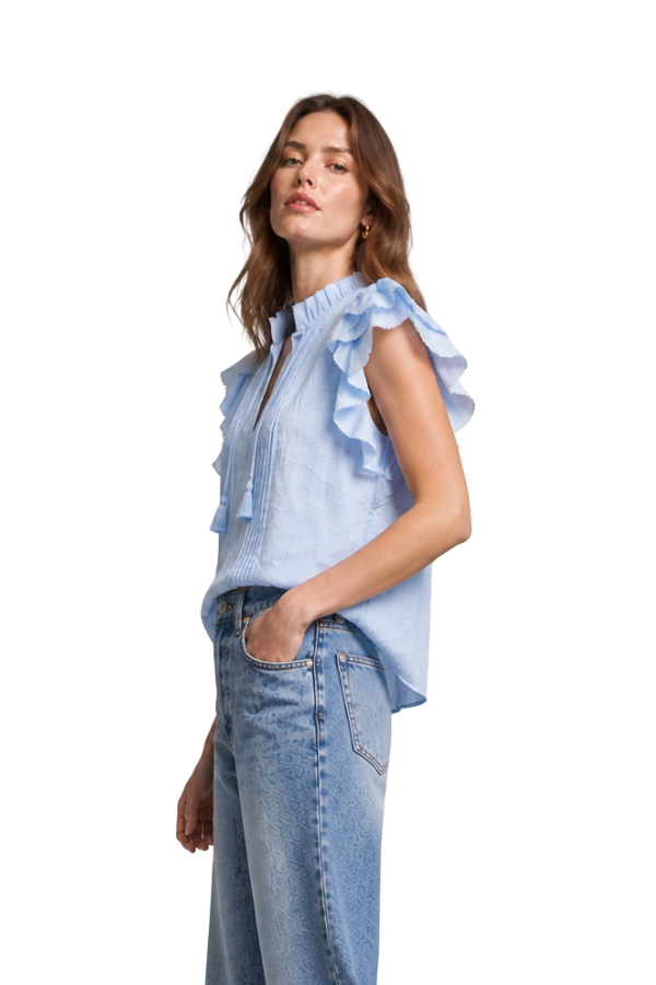 The Avory Cotton Ruffle Sleeve Top
