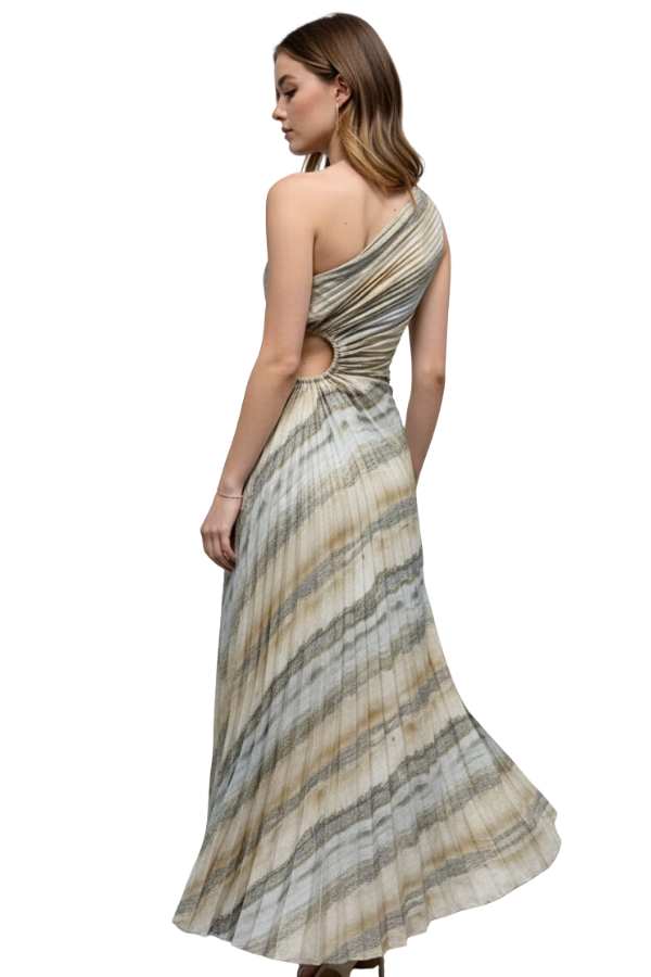 The Metallic Print Pleated Dress