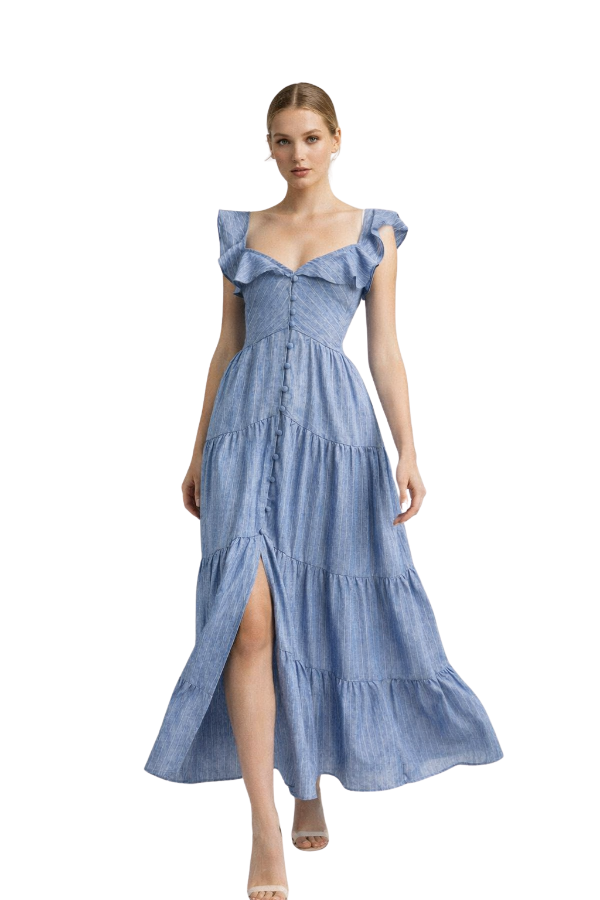 The Jennie Ruffle Sleeve Tiered Waist Dress - pookie and sebastian