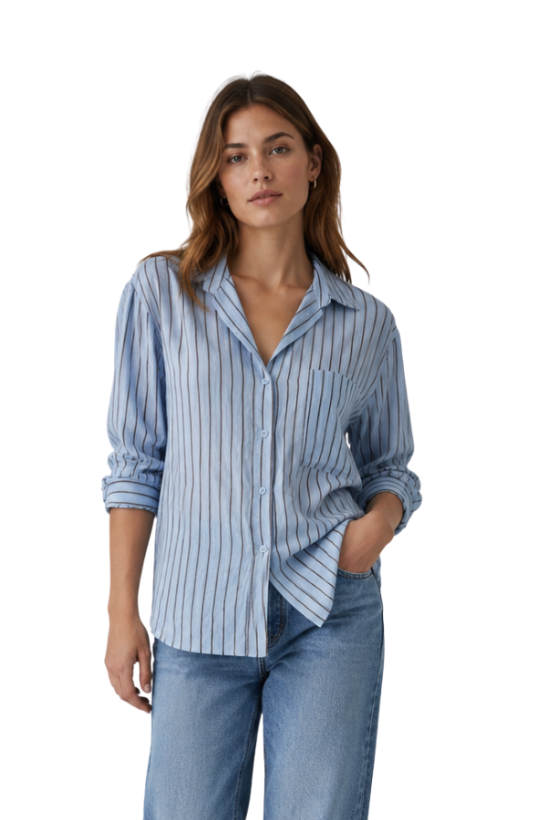 The Charlotte Blue Striped Button-Up Shirt