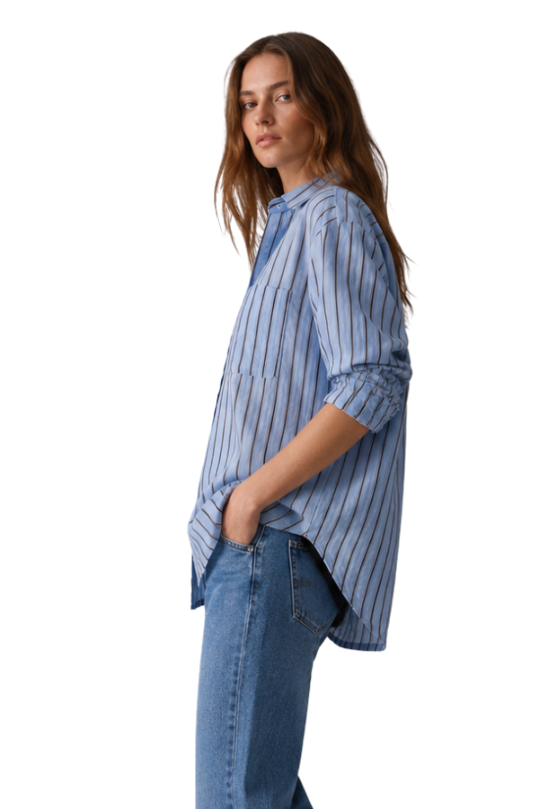 The Charlotte Blue Striped Button-Up Shirt