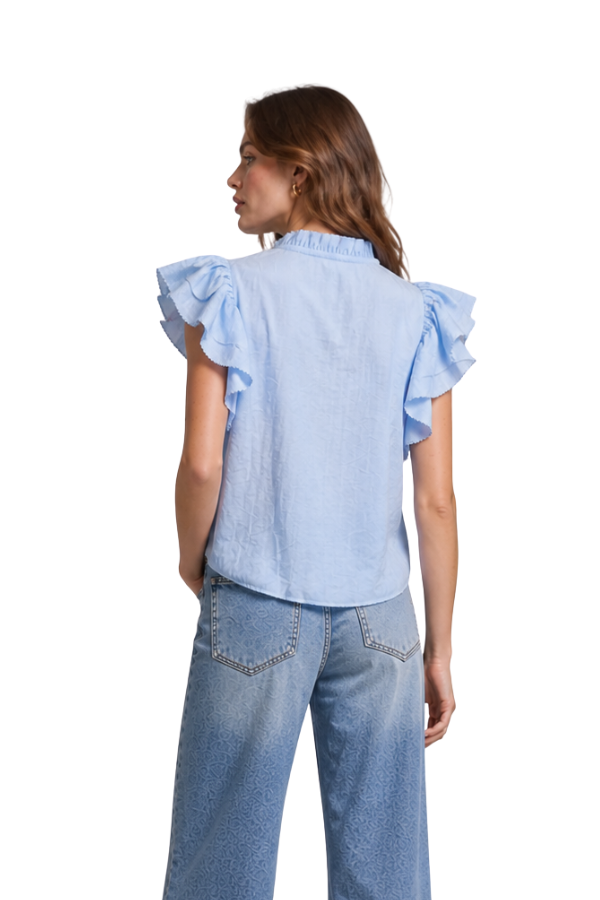 The Avory Cotton Ruffle Sleeve Top