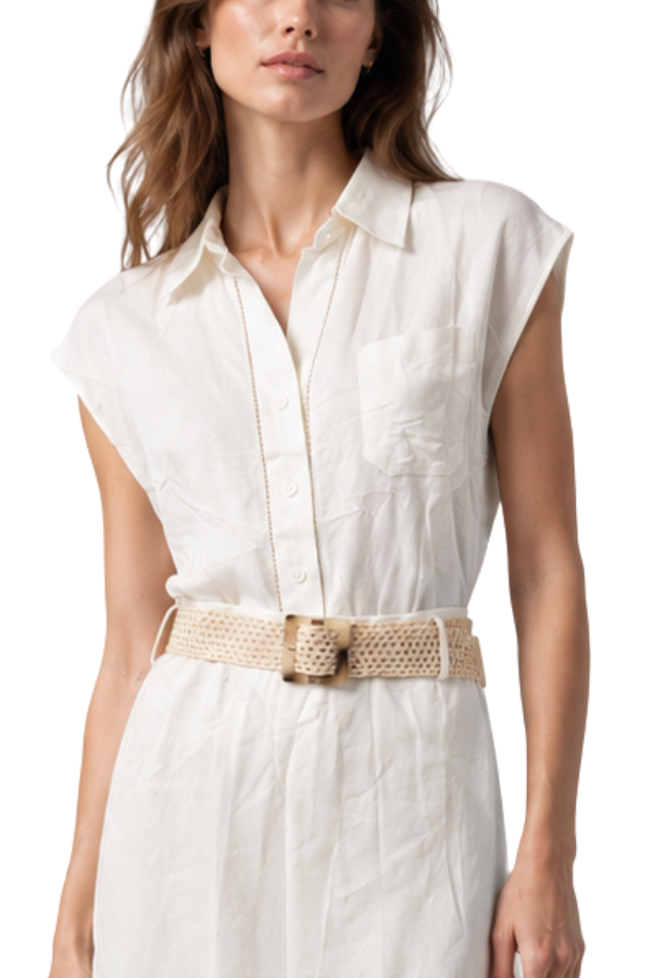 The Clarissa Cap Sleeve Button Down Blouse