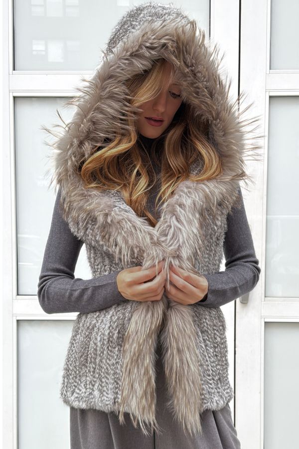 Fur Hooded Vest
