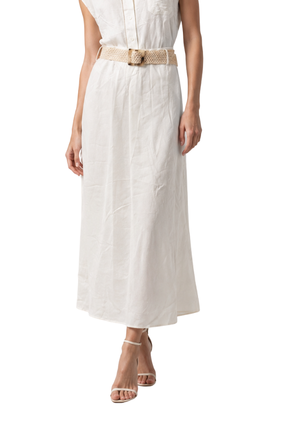 The Darby Midi Skirt with Raffia Belt