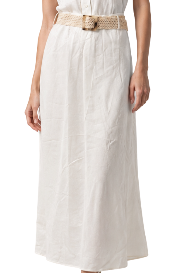 The Darby Midi Skirt with Raffia Belt