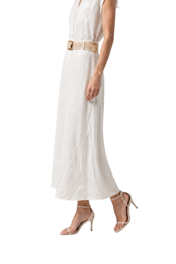 The Darby Midi Skirt with Raffia Belt