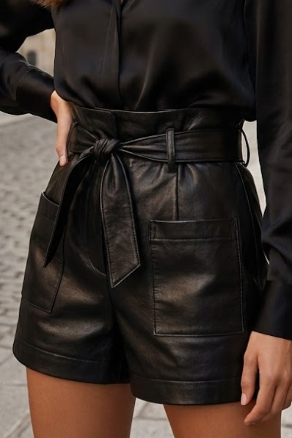 Mika Pleather Belt Shorts