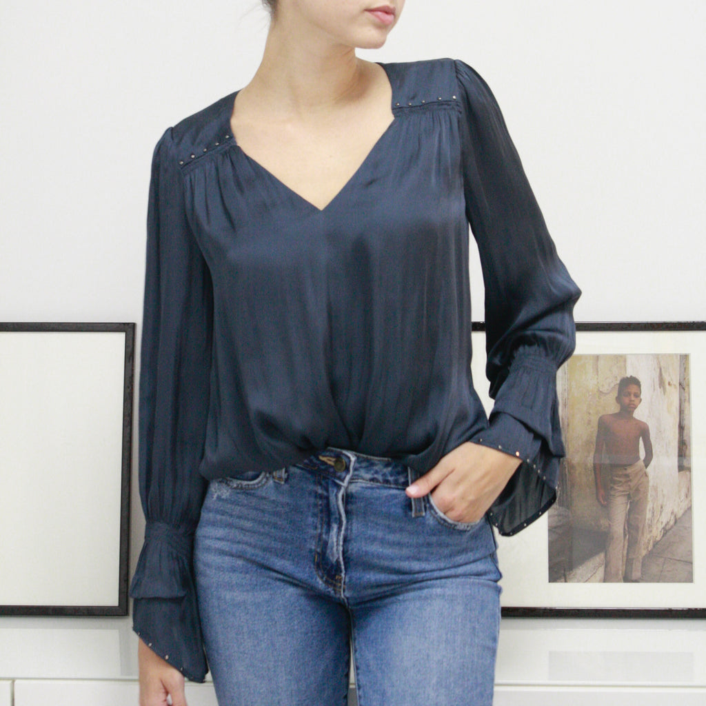 Amelia Studded V-Neck Top Pookie and Sebastian