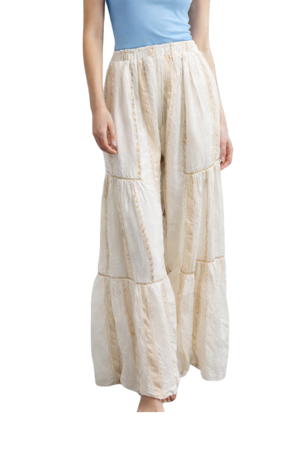 The Capri Gold Stripe Tiered Wide Leg Pants