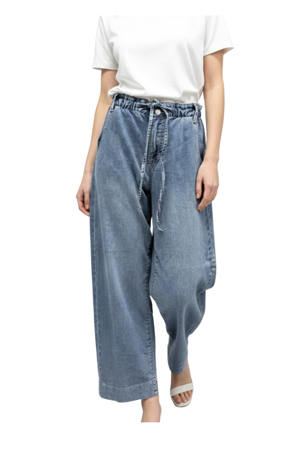The Allie Pull On Drawstring Wide Leg Jeans - pookie and sebastian