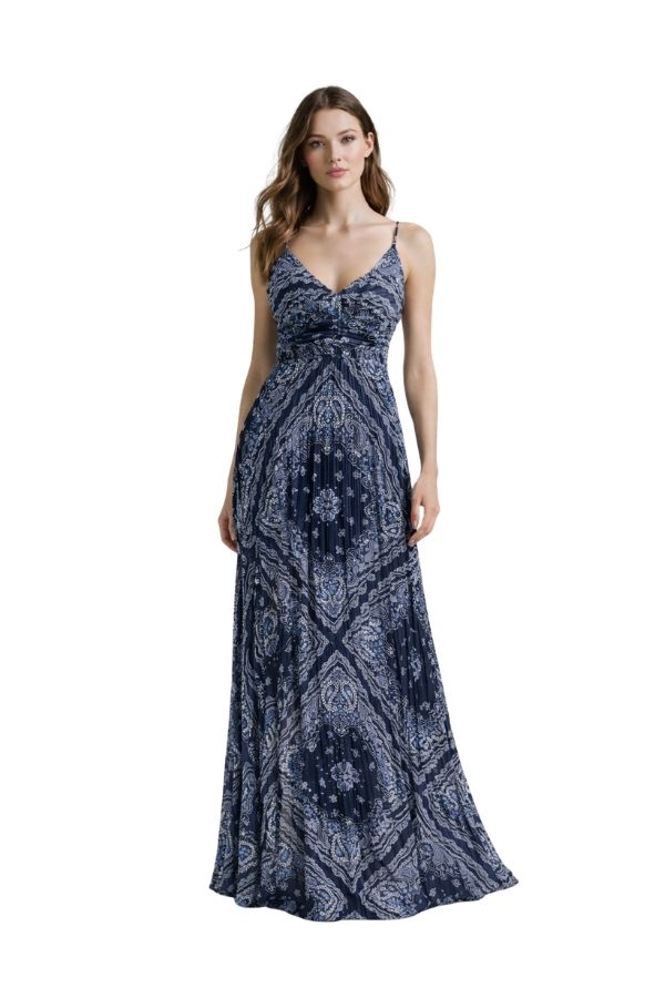 The Midnight Print Pleated Maxi Dress