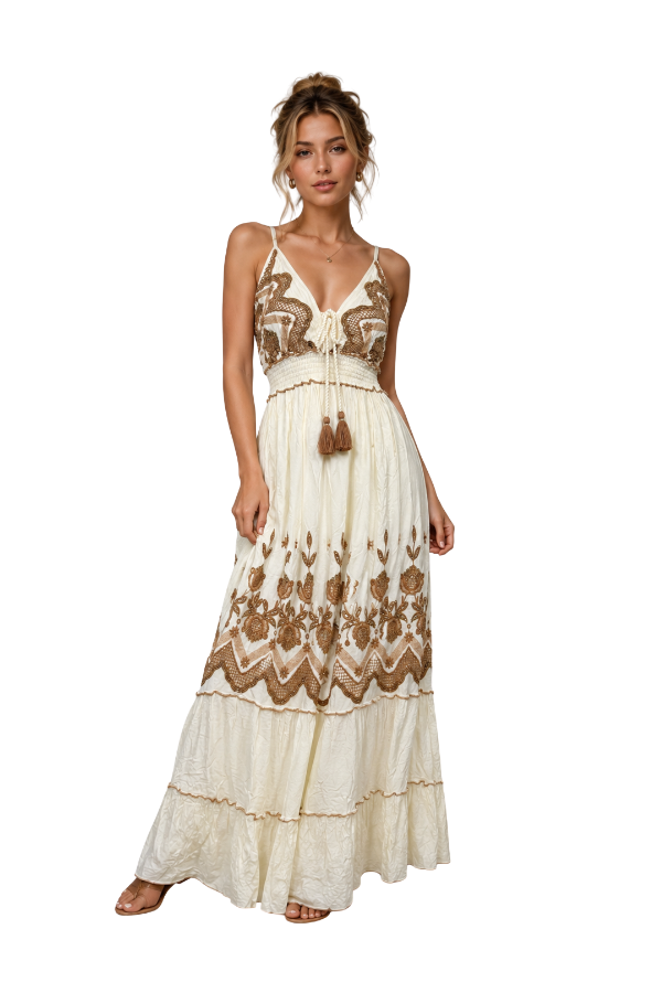 The Emilia Embroidered Maxi Dress