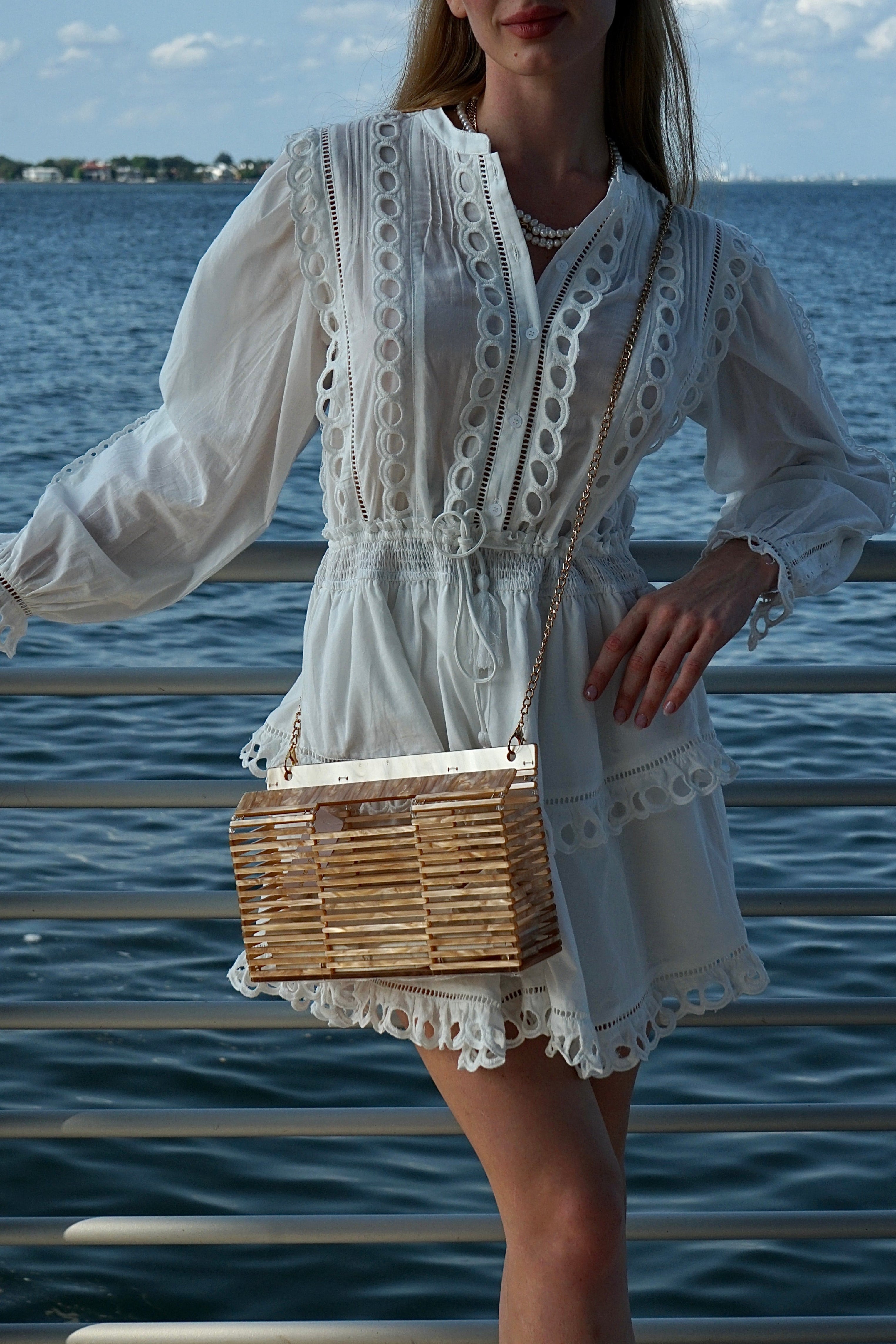 Eyelet mini dress