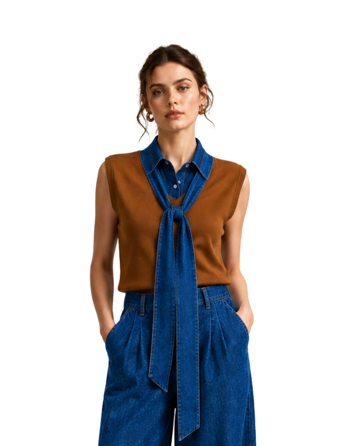 The Dora Denim Collar Knit Vest - pookie and sebastian