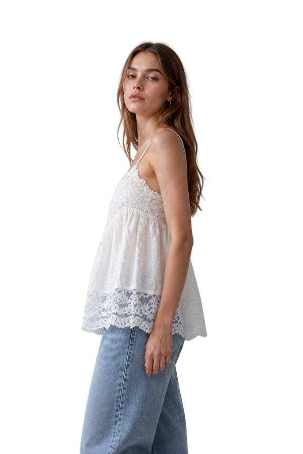 The Brunella Lace V-Cut Cotton Top
