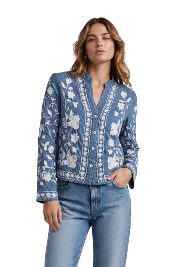 The Veronika Embroidered Jean Top