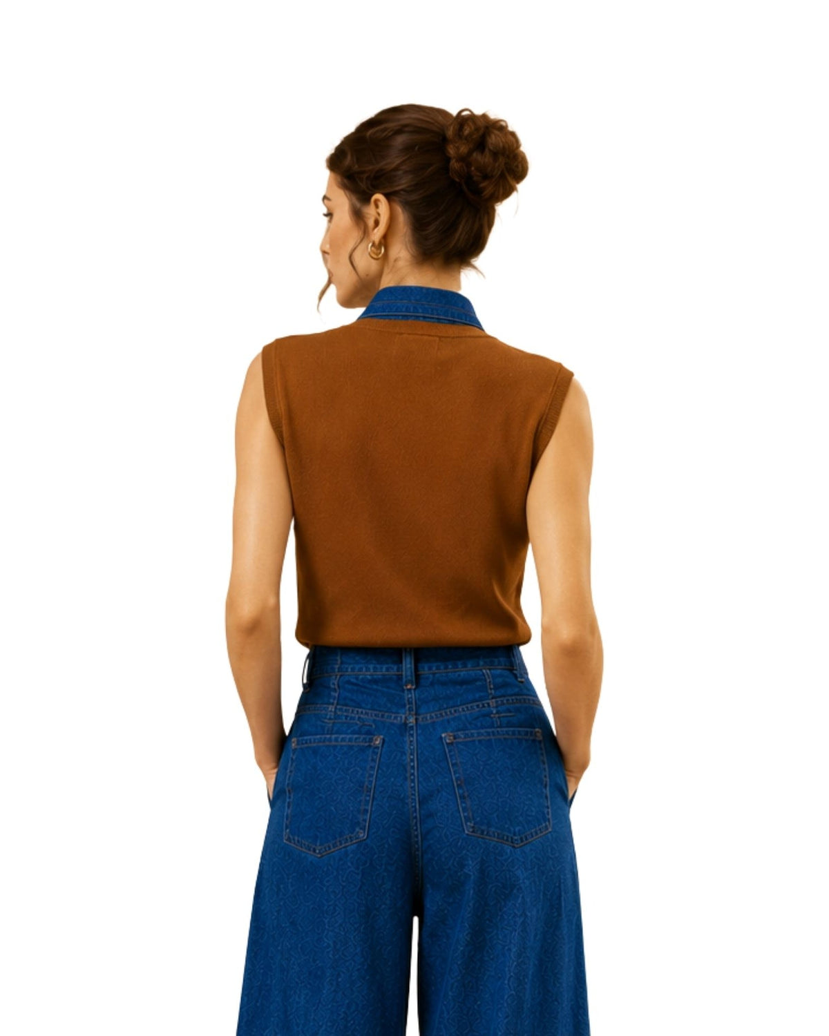 The Dora Denim Collar Knit Vest - pookie and sebastian
