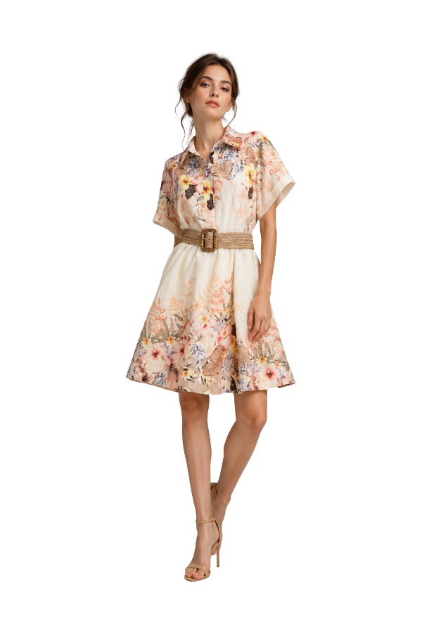 The Helena Printed Collared Mini Dress - pookie and sebastian