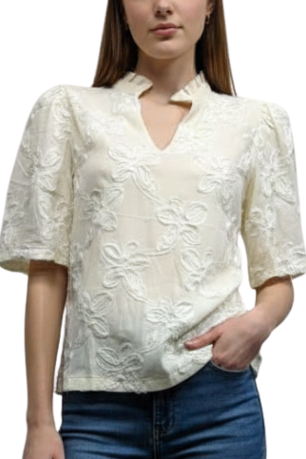 The 3D Flower 3/4 Sleeve Blouse - pookie and sebastian