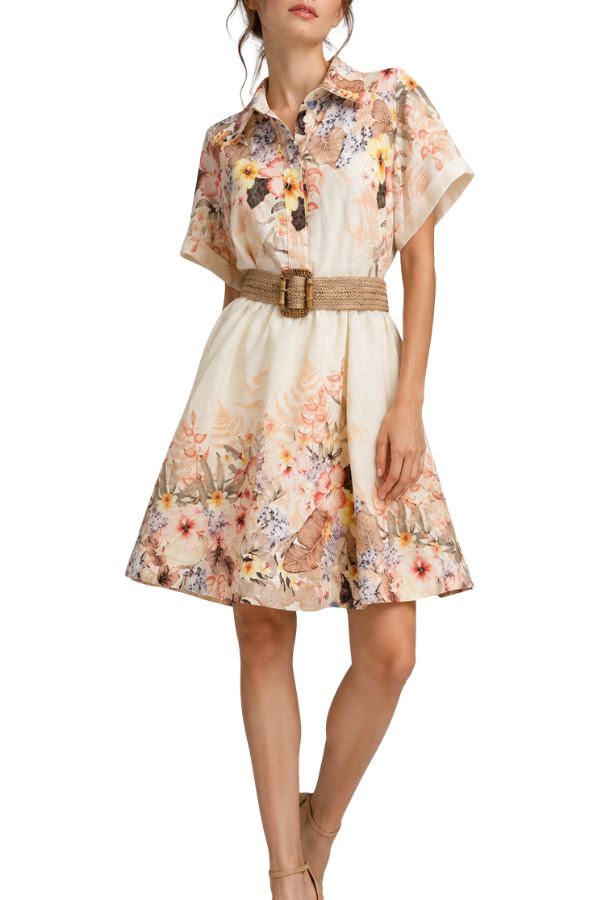 The Helena Printed Collared Mini Dress - pookie and sebastian
