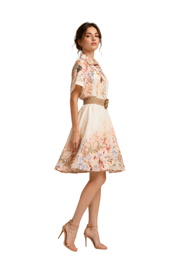 The Helena Printed Collared Mini Dress - pookie and sebastian