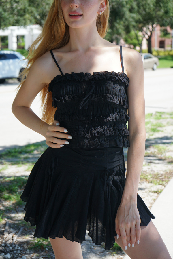 Paola Eyelet Ruffled Top