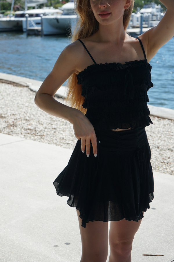 Paola Eyelet Ruffled Top