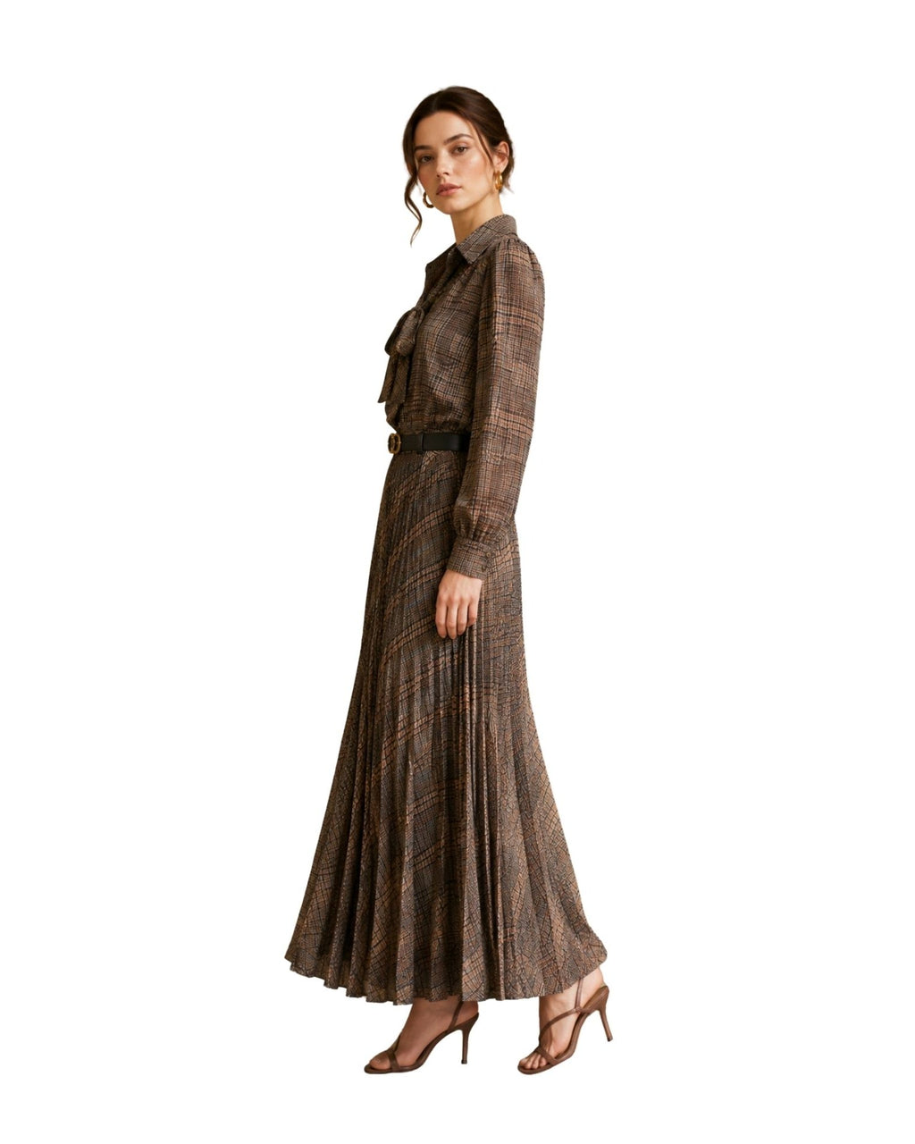 The Melania Plaid Tie-Neck Blouse - pookie and sebastian