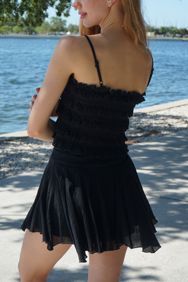 Paola Eyelet Ruffled Top