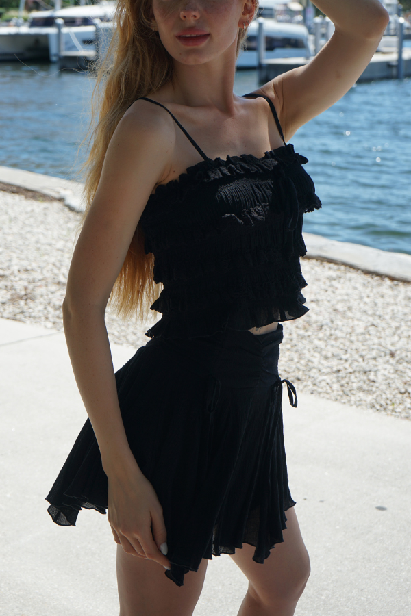 Paola Eyelet Ruffled Top