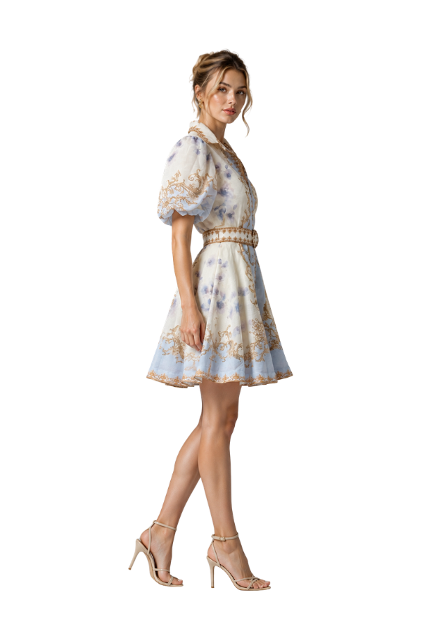 The Emily Blue Belted Mini Dress - pookie and sebastian