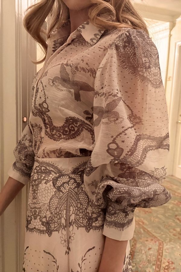 The Bri Shiny Printed Blouse