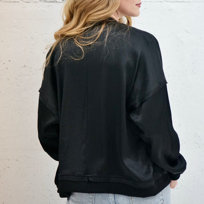 textured satin bomber jacket