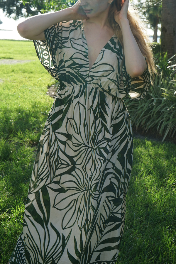 Ibiza Leaf Maxi Dress