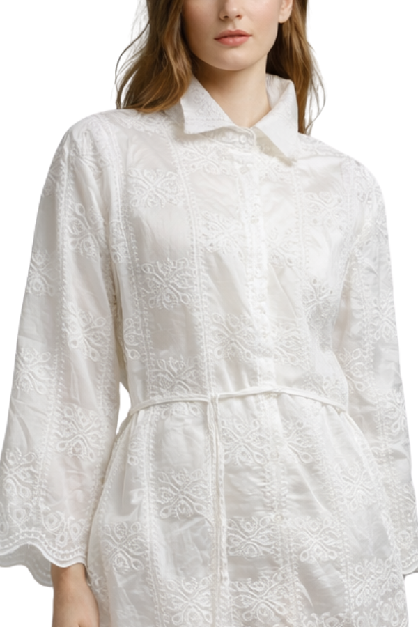 The Blair Eyelet 3/4 Sleeve Top - pookie and sebastian