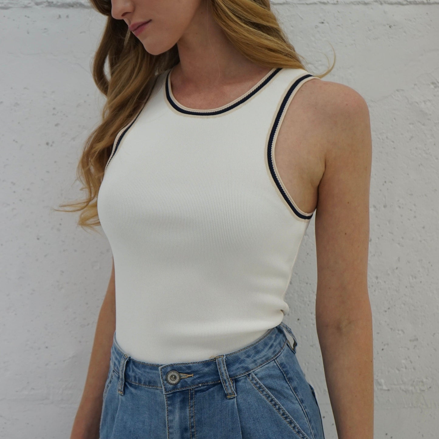 Tory Contrast Knit Tank Top.